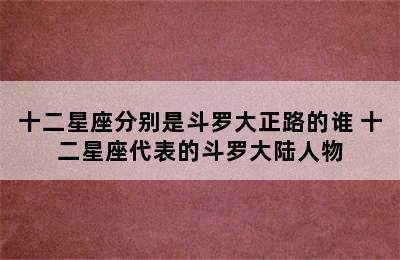 十二星座分别是斗罗大正路的谁 十二星座代表的斗罗大陆人物